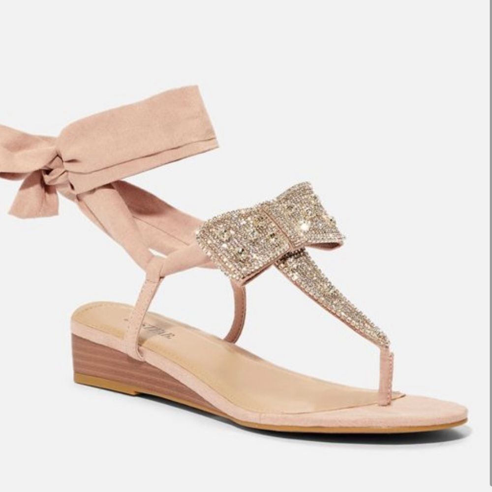 JustFab Blush Wrap Up Flat Sandals - Size 6.5